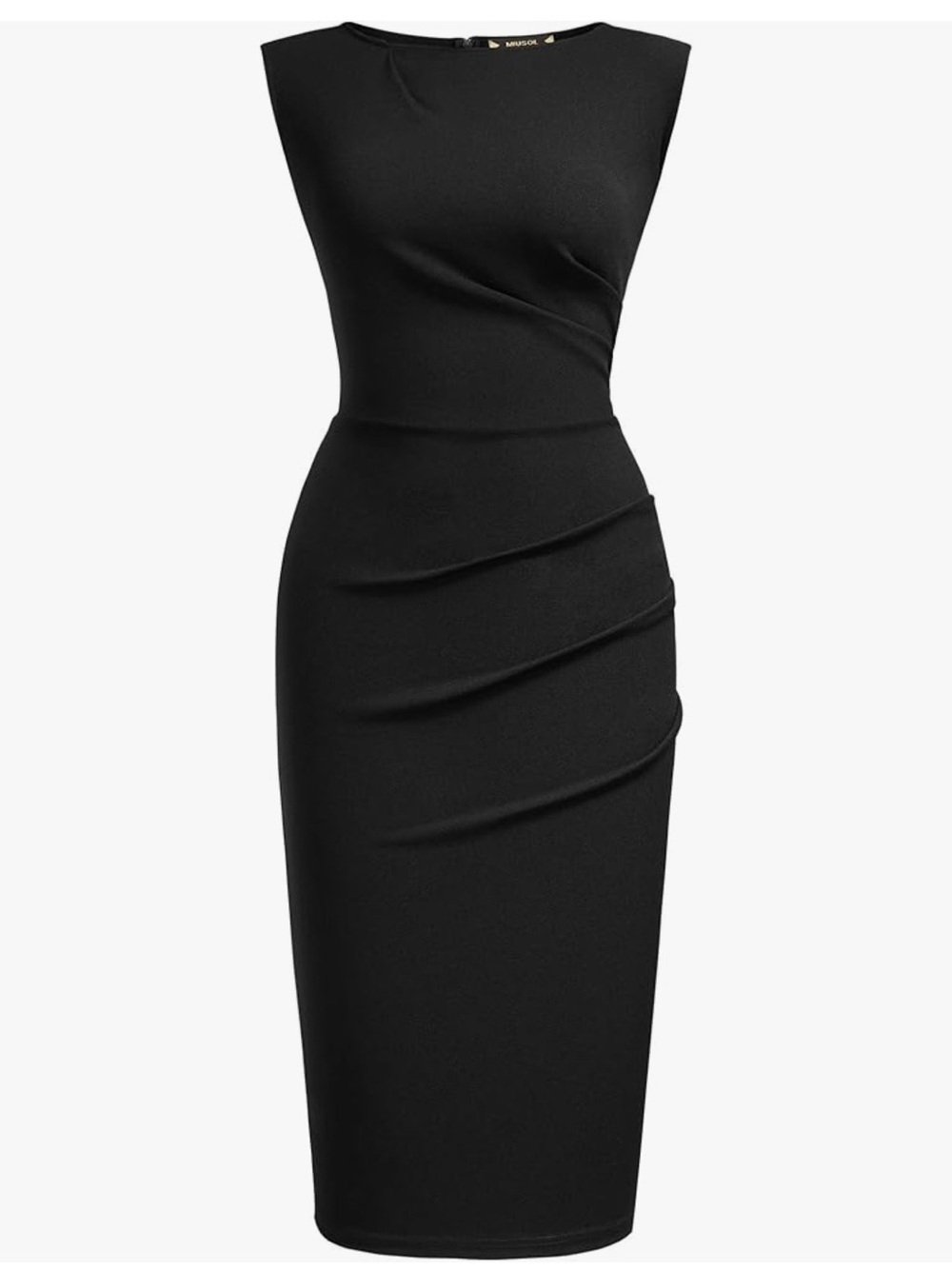 Classic Black Sheath Dress - Sleek Draped Design